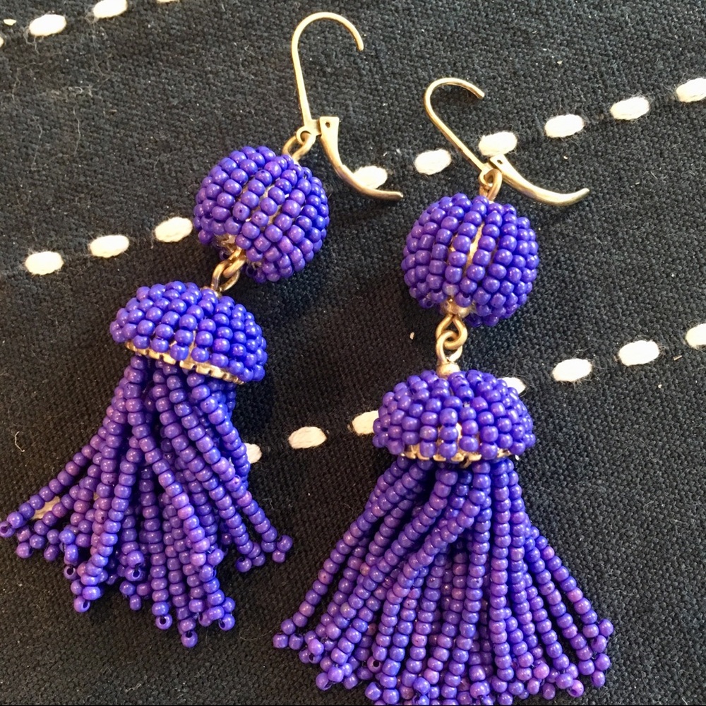 Indigo Blue Beaded Dangle Earrings